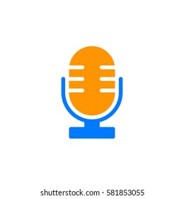 Old, retro microphone icon vector, filled flat sign, solid colorful pictogram isolated on white. Symbol, logo illustration
