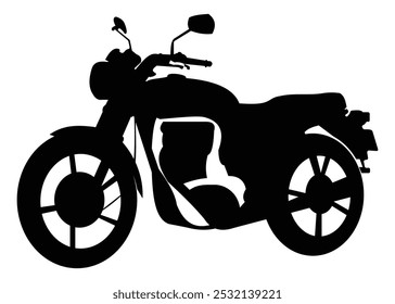 Old retro motorcycle transportation silhouette vector illustration. 