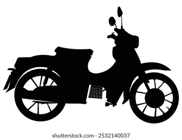 Old retro motorcycle transportation silhouette vector illustration.