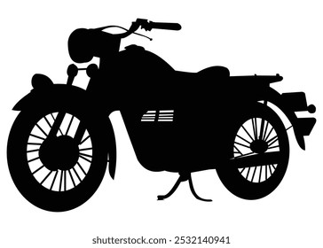 Old retro motorcycle transportation silhouette vector illustration.