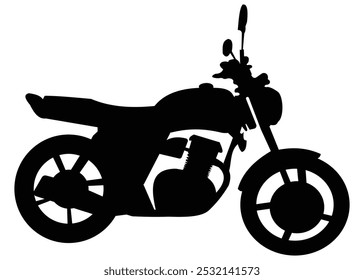 Old retro motorcycle transportation silhouette vector illustration.