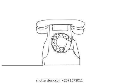 old retro nostalgic vintage analog phone object line art design