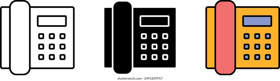 Old, Retro Phone in lined, isolated and colored style. Vector Illustration