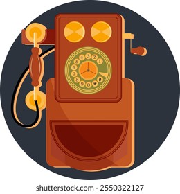 Old retro phone silhouette. Vintage communication