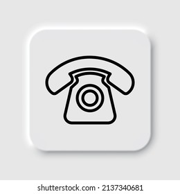 Old, retro phone simple icon. Flat desing. Neumorphism design.ai