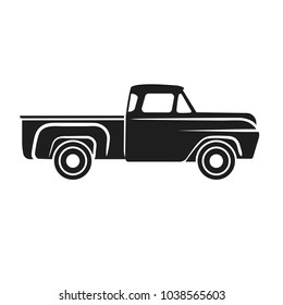 Old retro pickup truck vector illustration. Vintage transport vehicle