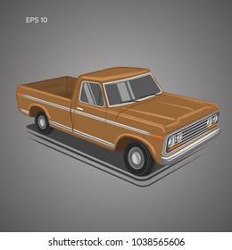 Old retro pickup truck vector illustration.