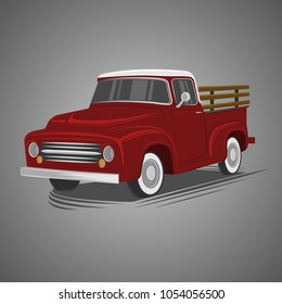 Old retro pickup truck vector illustration.