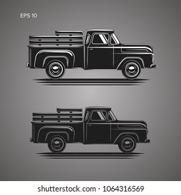 Old retro pickup truck vector illustration.