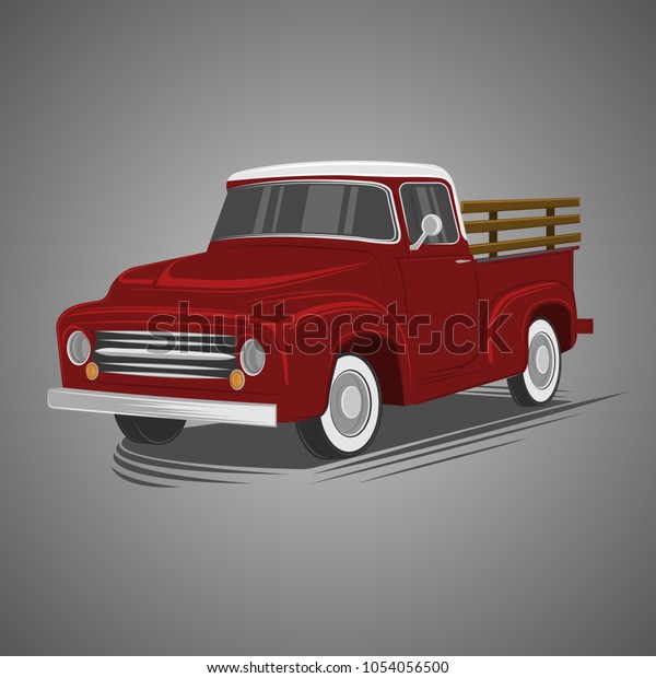 Old Retro Pickup Truck Vector Illustration Stock Vector (Royalty Free) 1054056500 | Shutterstock