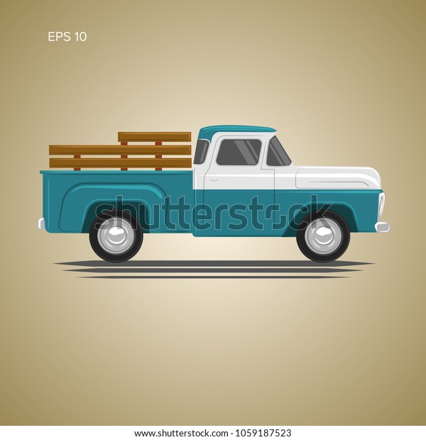 Old Retro Pickup Truck Vector Illustration Stock Vector (Royalty Free) 1059187523 | Shutterstock