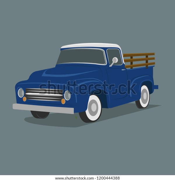 Old Retro Pickup Truck Vector Illustration: vector de stock (libre de regalías) 1200444388 ...