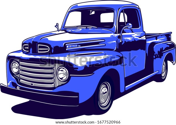 Old Retro Pickup Truck Vector Illustration: เวกเตอร์สต็อก (ปลอดค่าลิขสิทธิ์) 1677520966 ...