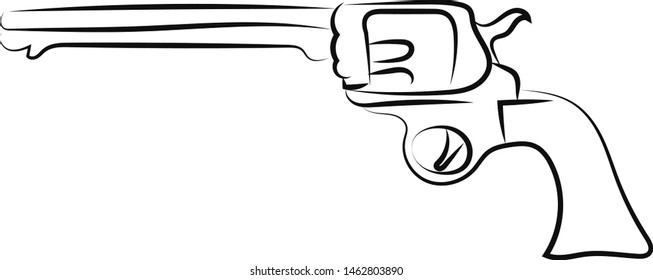 Old retro pistol, illustration, vector on white background.