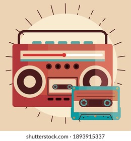 old retro radio device with cassette icon vector illustration design