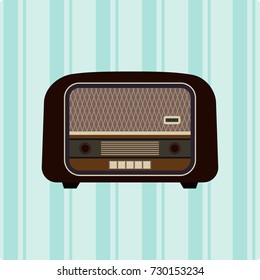 Old Retro Radio Player. Vector Illustration. Flat Icon Design for Cards, Posters, Banners, Stickers, Placards.