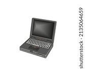 Old retro style laptop computer vector illustration