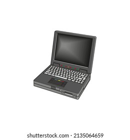 Old retro style laptop computer vector illustration