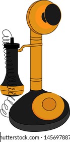 Old retro telephone, illustration, vector on white background.