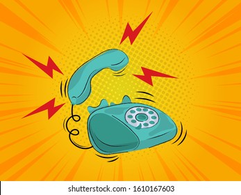 Old Retro Telephone Ringing Comic Book Stock Vector (Royalty Free ...