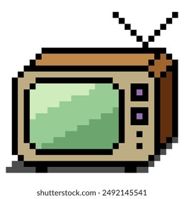 Old retro television in 8 bit pixel art style