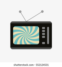 old and retro television with hypnotic screen icon eps10