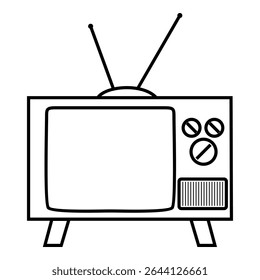 Old Retro Television Icon, representing old technology or media. 