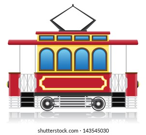 old retro tram vector illustration isolated on white background