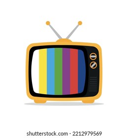 Old retro TV set with tuning television signal, illustration