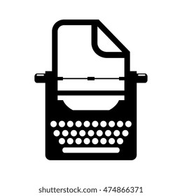 Old retro typewriter icon vector illustration isolated on white background