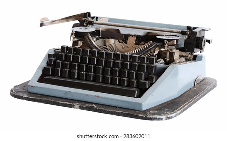 old retro typewriter with paper, vector