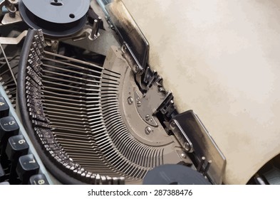 alte Retro-Schreibmaschine mit Papier, Vektorgrafik