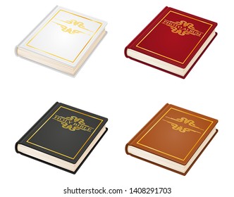 old retro vintage book bible and photo album closed in cover stock vector illustration isolated on white background