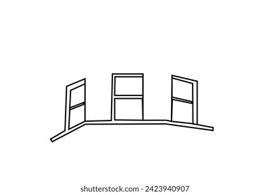 antiguo edificio retro vintage simple diseño de una línea de arte
