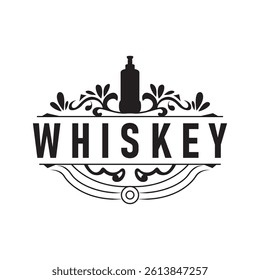 old retro vintage design with whiskey logo, bar drink with simple concept for bar, cafe, restaurant, or business, as business brand and product illustration template