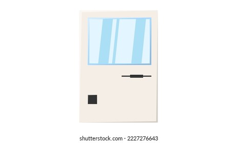 Old retro vintage hipster computer, pc with monitor and keyboard from 70s, 80s, 90s. Beautiful white icon. Vector illustration