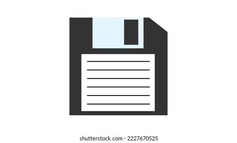 Old retro vintage hipster floppy disk for computer to store information, pc from 70s, 80s, 90s. Black and white icon. Vector illustration