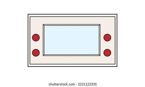 Old retro vintage hipster handheld portable video game console with buttons and screen for gamers from 70s 80s 90s. white icon. Vector illustration