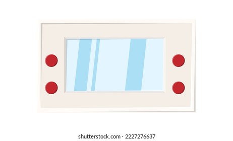 Old retro vintage hipster handheld portable video game console with buttons and screen for gamers from 70s 80s 90s. white icon. Vector illustration