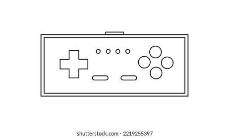 Old retro vintage hipster joystick with buttons for game video console for gamers from 70s, 80s, 90s. Black and white icon. Vector illustration