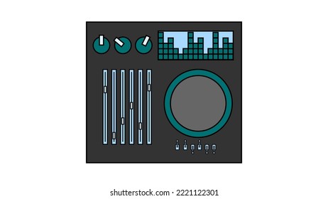 Old retro vintage music cassette tape recorder with magnetic tape on reels and speakers from the 70s, 80s, 90s. Beautiful icon. Vector illustration