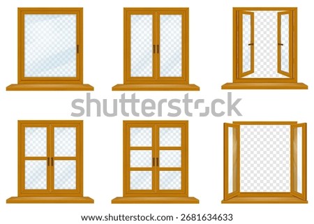 old retro vintage obsolete window madeof wooden cartoon stock vector illustration isolated on white background