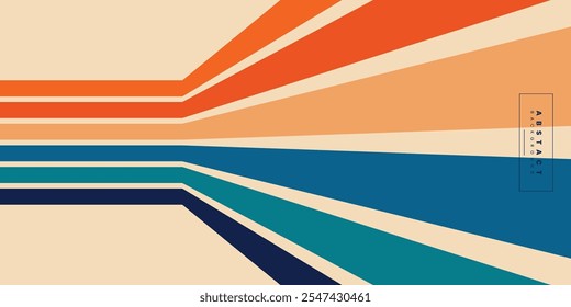 Old retro vintage perspective lines background design. Vector illustration