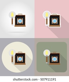 old retro vintage photo camera flat icons vector illustration isolated on background