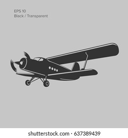 Old retro vintage piston engine biplane airliner. Vector illustration. Passenger aircraft