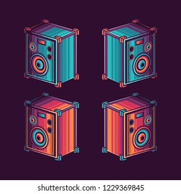 Old retro vintage speaker vector illustration, speaker in retro style, speaker in vintage style, old speakers illustration