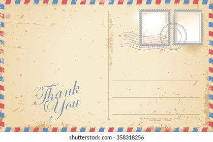 Old retro vintage THANK YOU postcard