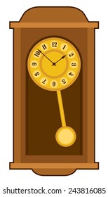 old retro wall clock with pendulum - vector illustration for design svg