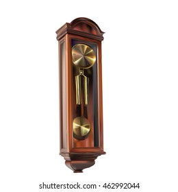 old retro wall clock with pendulum - vector illustration for design