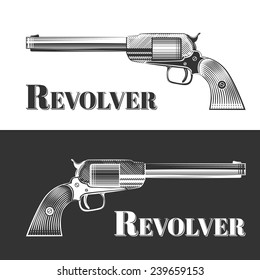 Old revolver on white background with clipping path